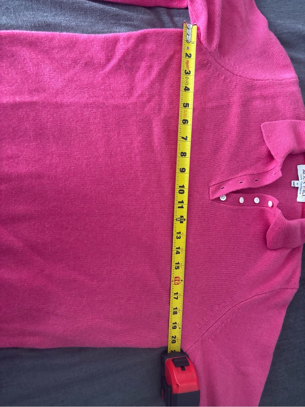 Alex Mill Hot Pink Polo Collar Cashmere Blend Sweater NWOT-never worn - Picture 5 of 6
